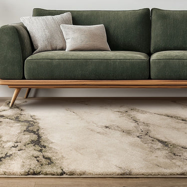 Asiatic London Mirage Mineral Marbled Texture Green Polypropylene Abstract Textured Hallway Runner Rug