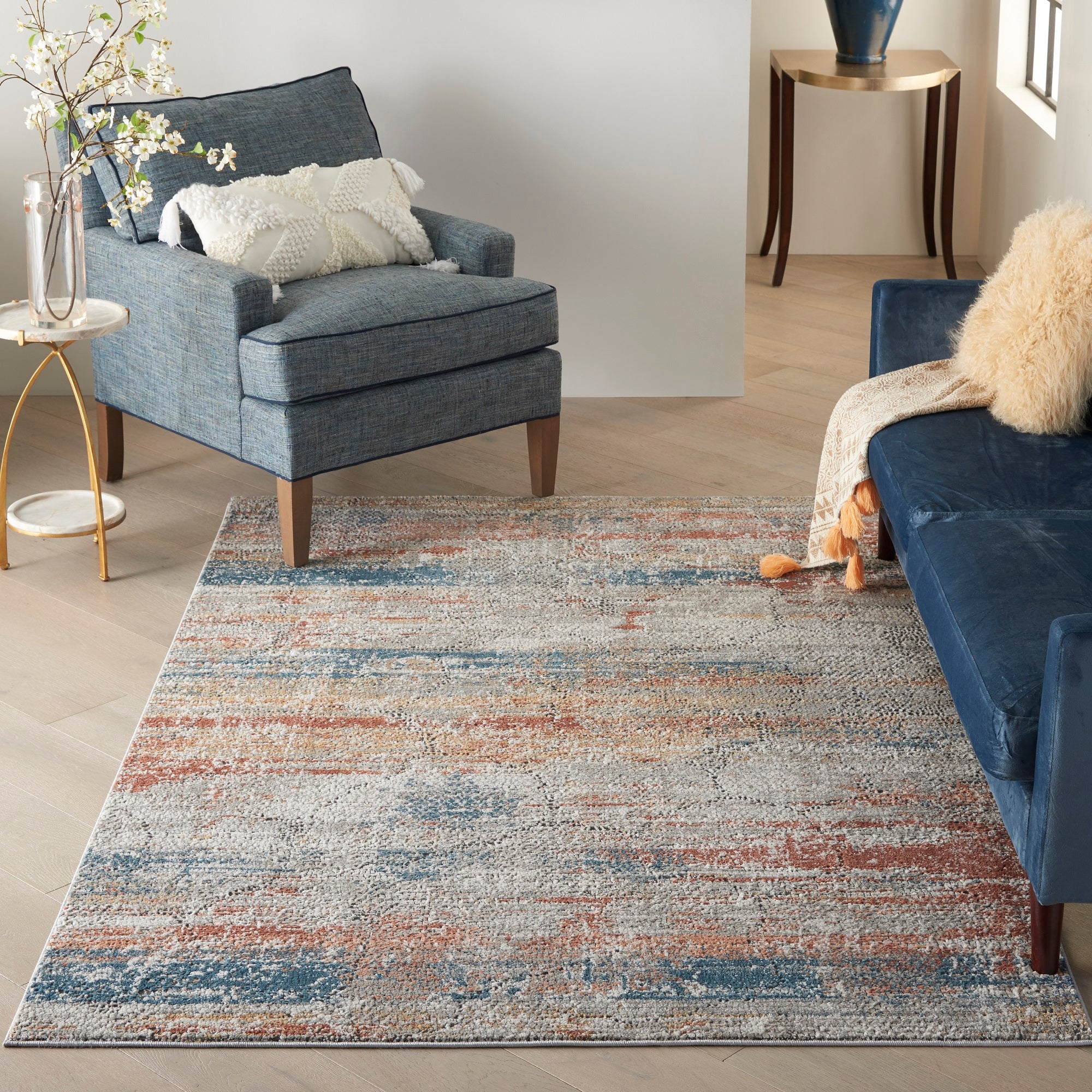 Rustic Moden Rug Rustic Textures RUS11 Modern Abstract Rug in Multi Colours – RugWonder