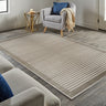 Phoenox Belgrade Border Natural By Origins Polypropylene Geometric Striped Bordered Rug - Small 80x150 cm (2'6"x5')