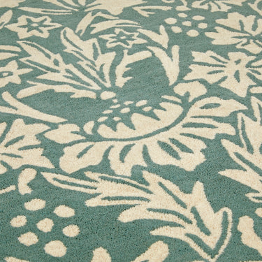 Origins Heritage Pure Damask Tufted Teal Green Wool Cotton Traditional Floral Rug