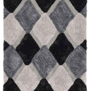 Origins 3D GEO Shaggy Modern Rug in Blush Pink, Red, Ochre and Grey