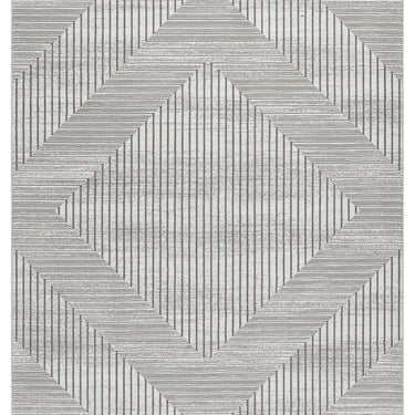 URCO Petra Rano Lines Grey Polypropylene Traditional Abstract Geometric Hallway Runner Rug