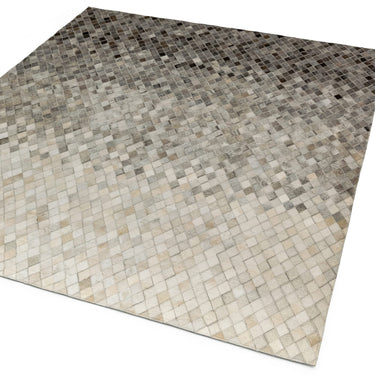 Gaucho Hand Woven Real Cow Hide Sheepskin Patchwork Diamond Ombre Beige Natural Rug