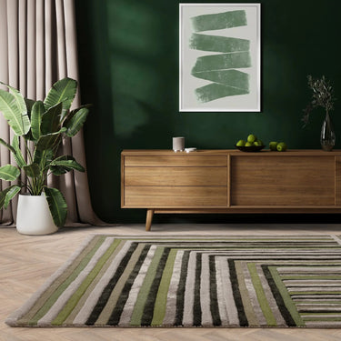 Matrix Network Wool Viscose Rug Modern 3D Striped Soft Silky Quality Rug