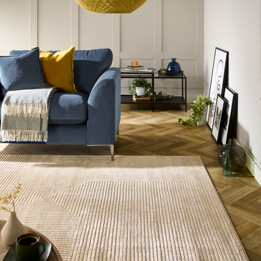 Origins Pyramid Rug Geometric Tufted Modern Soft Silky Beige Rug