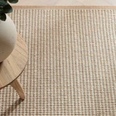 Korra Single Loop Linen Cream Wool & Jute Rug with Cotton Border