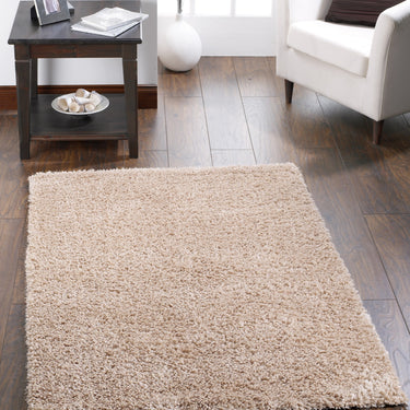 Chicago Shaggy Modern Plain Rug Hallway Runner Circle in Latte