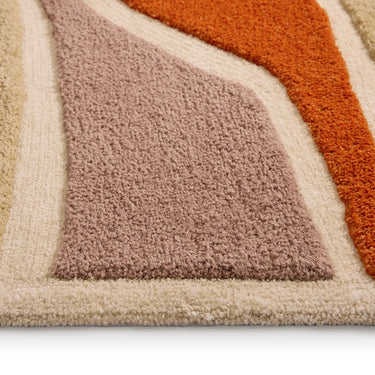 Origins Strata Terracotta Wool Abstract Textured Scandi Rug