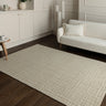 Thatch Sand Beige Hand Woven Wool Rug Neutral Plain Checked  Pattern - Medium 120x170 cm (4'x5'6")
