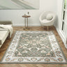 Alia Keyon Green Traditional Floral Bordered Rug - Medium 120x170 cm (4'x5'6")