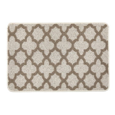 My Stain Resistant Tile Stone Beige Washable Non-Slip Polypropylene Moroccan Doormat