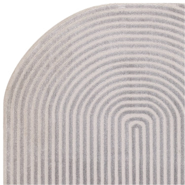 Kuza Shape Rug Soft Silky Curved Edges Abstract Modern Plain Striped Rug in Silver / Grey