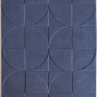 Origins Penny 3D Blue Hand-Carved Wool Geometric Rug