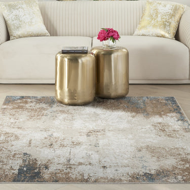 Glitz GLZ06 Silky Shimmer Taupe Multi By Abstract Textured Distressed Hallway Runner Rug