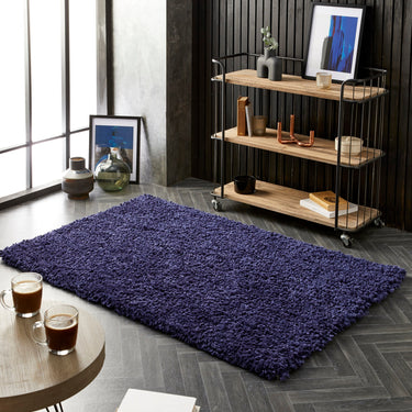 Origins Portland High Pile Super Fluffy Navy Blue Shaggy Modern Plain Rug