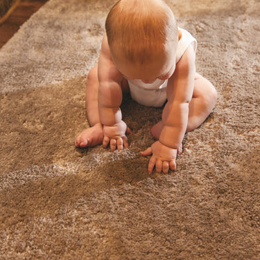 Phoenox My Lux Fluffy Anti-Slip Machine Stone Beige Washable Non-Slip Polypropylene Shaggy Rug