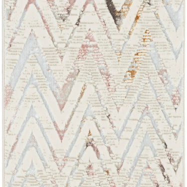 Glitz GLZ05 Chevron Silky Shimmer Multi By Abstract Geometric Textured Distressed Rug