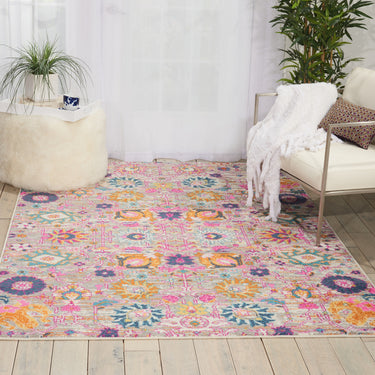 Nourison Passion PSN01 Floral Persian Rug in Silver