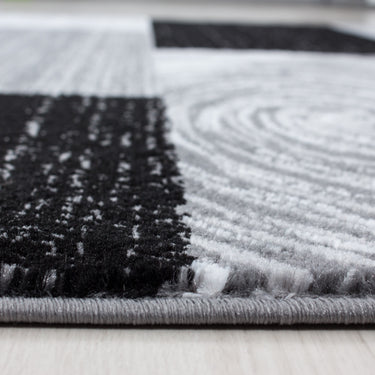 Parma 9220 Blocks Design Black Jute Polypropylene Abstract Geometric Rug 200x290 cm