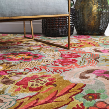 Katherine Carnaby Historia Hand Tufted Floral Vibrant Multi Colours Viscose Silky Rug
