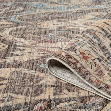 Alia 697G5 Short Pile Grey Polypropylene Traditional Floral Bordered Rug