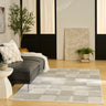 Nourison Nordic NRC09 Design Ivory Grey Geometric Textured Checked Scandi Rug - Medium 122x183 cm (4'x6')