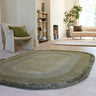 Asiatic London Halo Sage Oval Tufted Ombre Green Hand-Carved Wool Viscose Bordered Rug - Large 160x230 cm (5'3"x7'7")