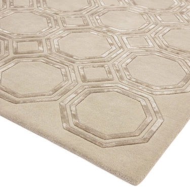 Asiatic London Nexus Octagon Beige Hand-Carved Wool Viscose Geometric Rug 120x170 cm