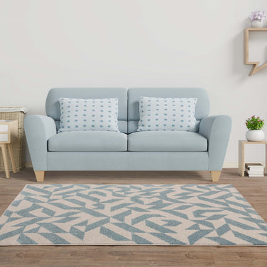 Muse Modern Geometric Shapes Cream Blush Pink and Blue Rug Hallway Runner