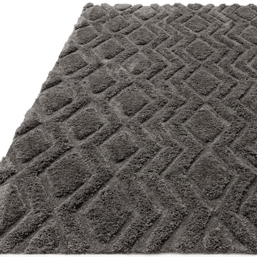 Harrison Diamond Geometric Carved Soft Shaggy Charcoal, Greige, Navy, Sage Green, Silver White Rug