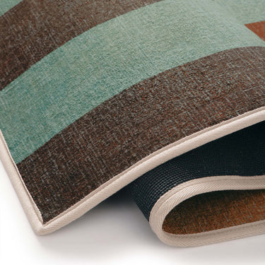Eco-Washable Modular Stripe Green Blue Earth Non-Slip Striped Rug