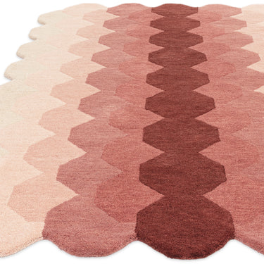Hive Rug Modern Soft 100% Wool Hand Tufted Elegant Geometric Gradient Effect Rug in Pink