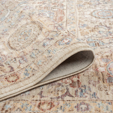 Alia 893GC Short Pile Beige Brown Polypropylene Traditional Floral Bordered Rug