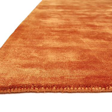 Katherine Carnaby Chrome Hand Made Rug Modern Plain Viscose Silky Shiny Luxurious Paprika Orange Rug