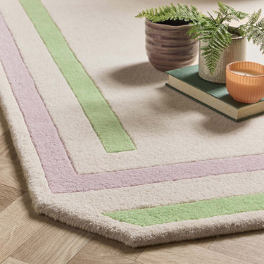 Origins Contour Hand-Carved Wool Gem Design Lavender & Green Rug