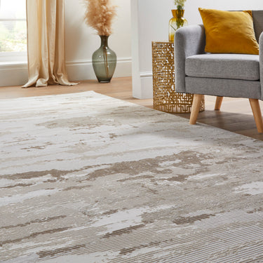 Skyline SK101 Ivory Beige Abstract Textured Modern Rug