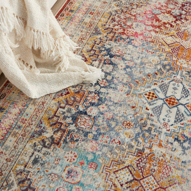 Nourison Kashan VKA09 Medallion Bordered Classic Multicolours Polypropylene Persian Traditional Vintage Rug