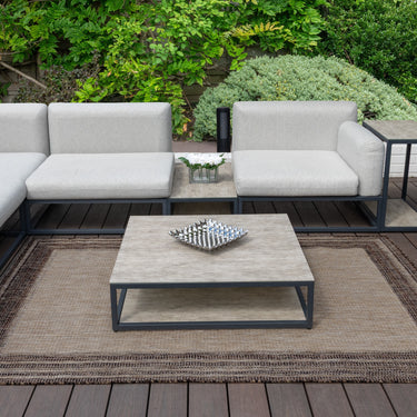 Consept Looms Sumac SUM102 Framed Beige Brown Indoor Outdoor Polypropylene Flatweave Bordered Rug