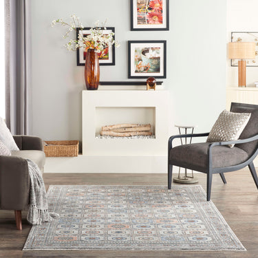 Starry Nights STN09 Grey Navy By Cotton Persian Traditional Vintage Rug - 160 x 221 cm (5'3"x7'3")