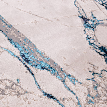 Aurora Quake AU22 Artistic Modern Marbled Shiny Blue Grey Rug