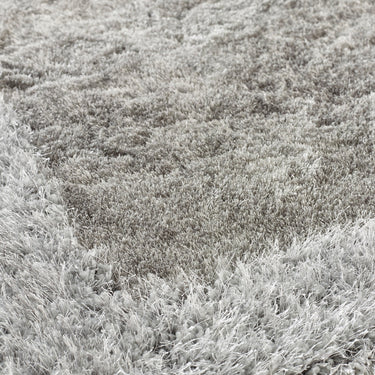 Origins Shimmer Silky Tufted Border Fluffy Shag Silver Shaggy Bordered Modern Rug