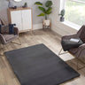 URCO Luxe Faux Fur Super Charcoal Grey Shaggy Textured Plain Rug - X-Small 60x100 cm (2'x4')
