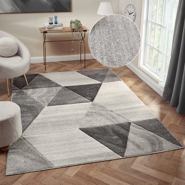 Orbit Boreal 3D Grey Abstract Geometric Textured Hallway Runner Rug