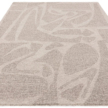 Loxley Bohomian Modern Abstract Hand Woven Wool Rug in Stone Grey