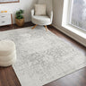 Harput HAP1024 Abstract Vintage Grey Area Washable Jute Cotton Polypropylene Rug - Rectangle 80 x 150 cm