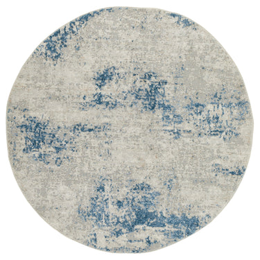 Consept Looms Rossa ROS03 Ivory Blue Polypropylene Abstract Modern Rug