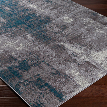 Wanderlust 2328 Teal Blue Grey Jute Abstract Scandi Rug
