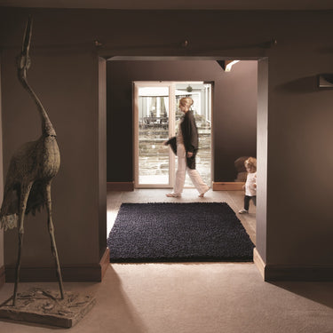 Maine Midnight Blue Tubular Pile Rug Hand-Woven with New Zealand & European Wools