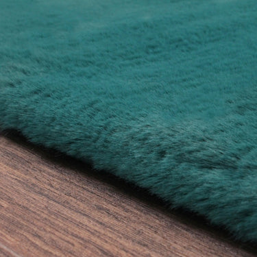 URCO Luxe Faux Fur Super Teal Shaggy Textured Plain Rug