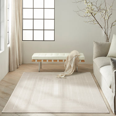 Calvin Irradiant IRR02 Ivory Geometric Textured Modern Rug